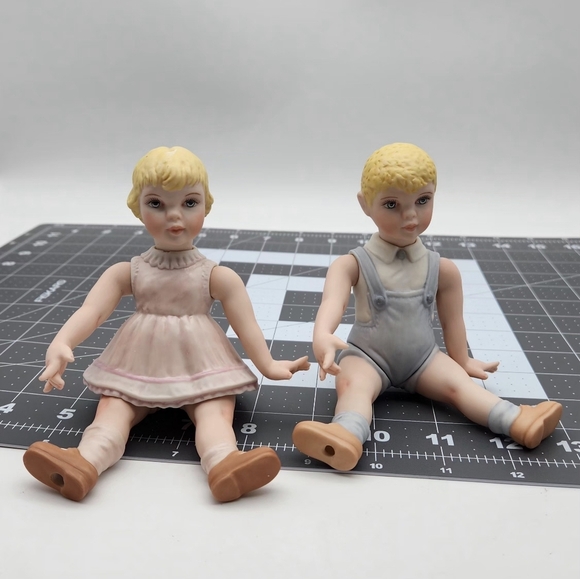 Vintage Toddler Doll Boy And Girl 6.5" 2003 Jointed Poseable Bisque Porcelain - Picture 7 of 9